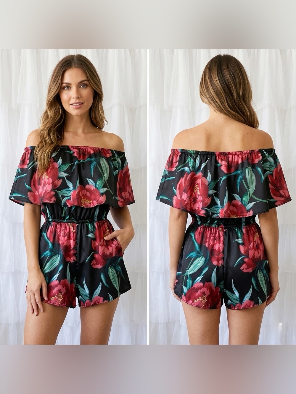 Show Me Your Mumu Womens Thelma Romper Ruby Bloom Floral Print Romper Size Small
